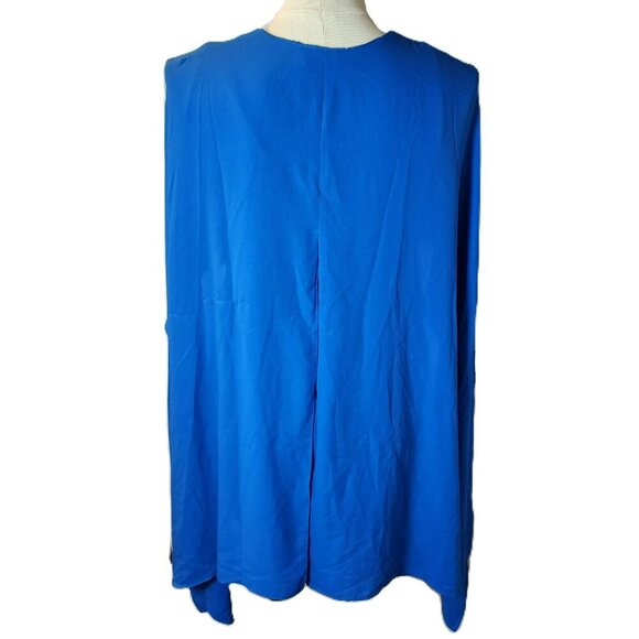 Prabal Gurung Blouse 8  Blue Asym Button Down  Draped Sleeve  Designer‎ - Picture 11 of 15